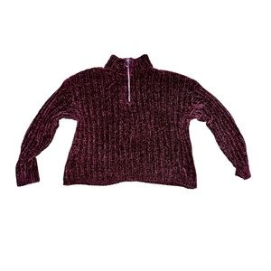 Large Fleece Plum Half-Zip Sweatshirt